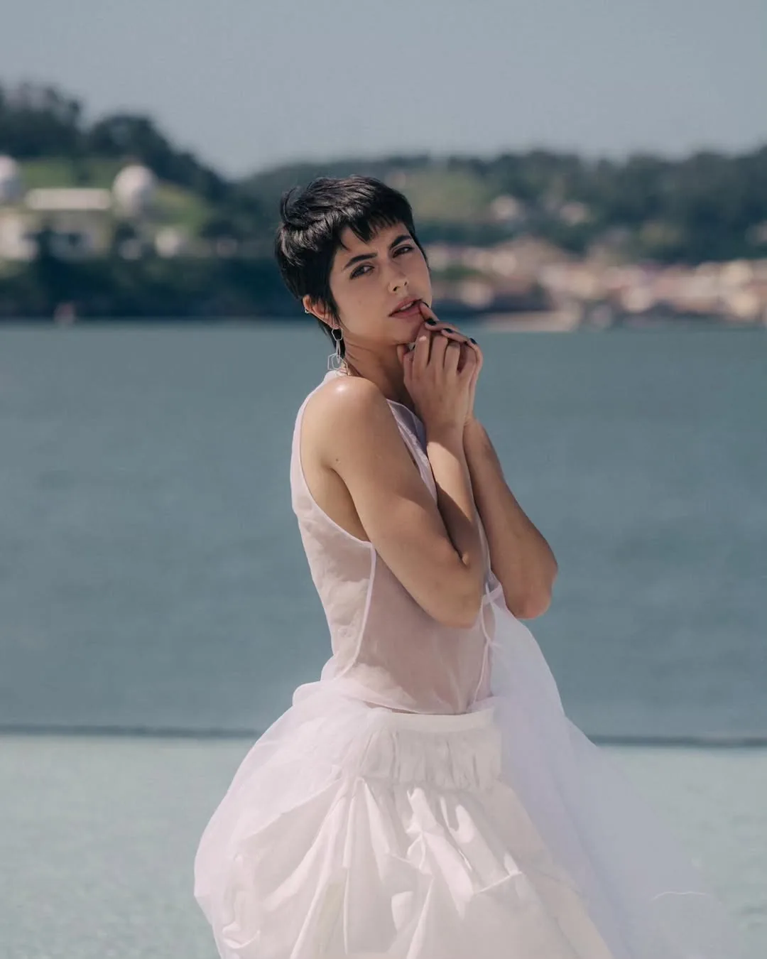 Blue hour on the Atlantic — editorial makeup by Anastasia Gorohovska